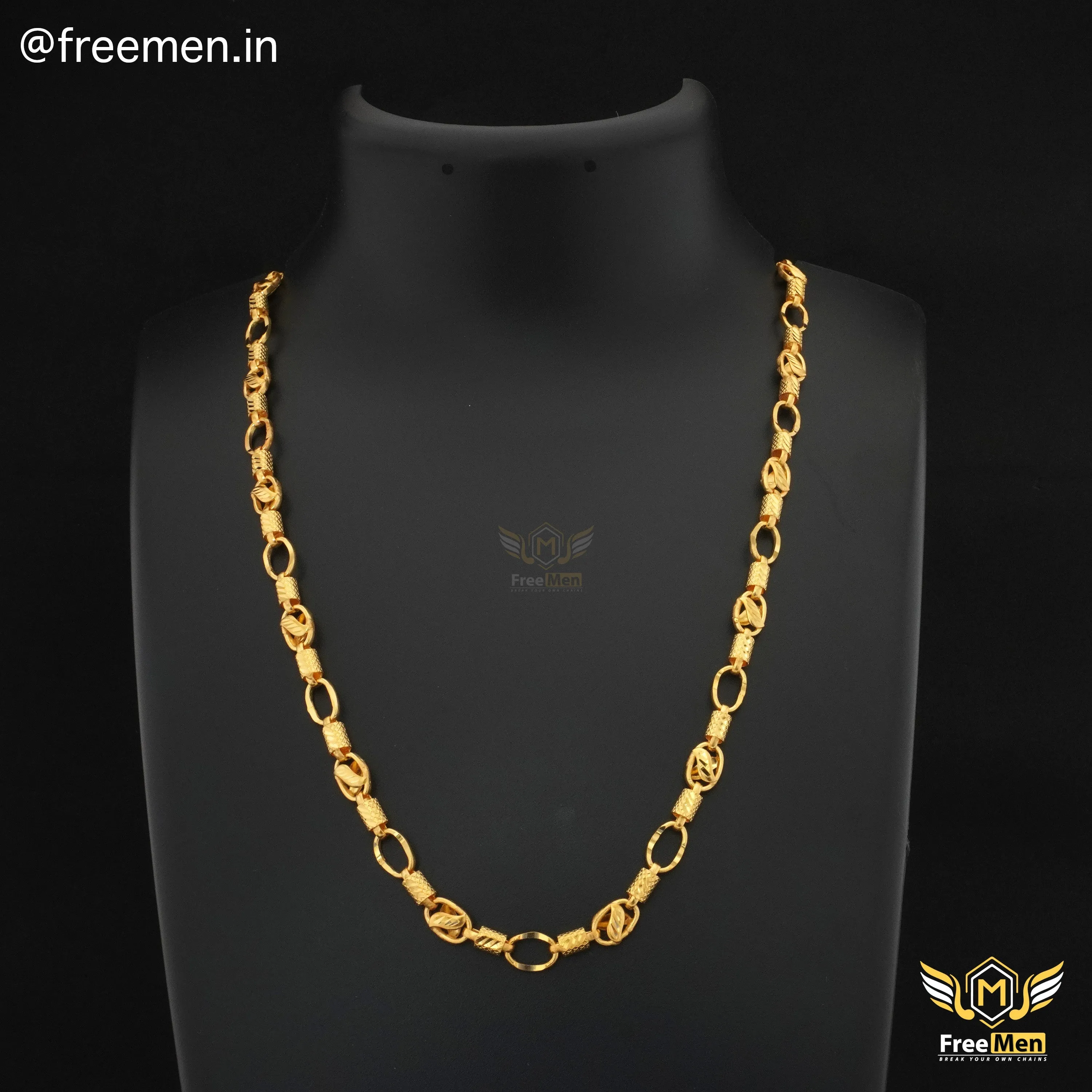 Freemen Fascination Leaf Pipe design Chain Gold Plated- FMC76
