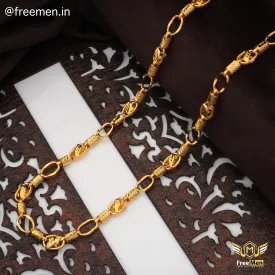 Freemen Fascination Leaf Pipe design Chain Gold Plated- FMC76