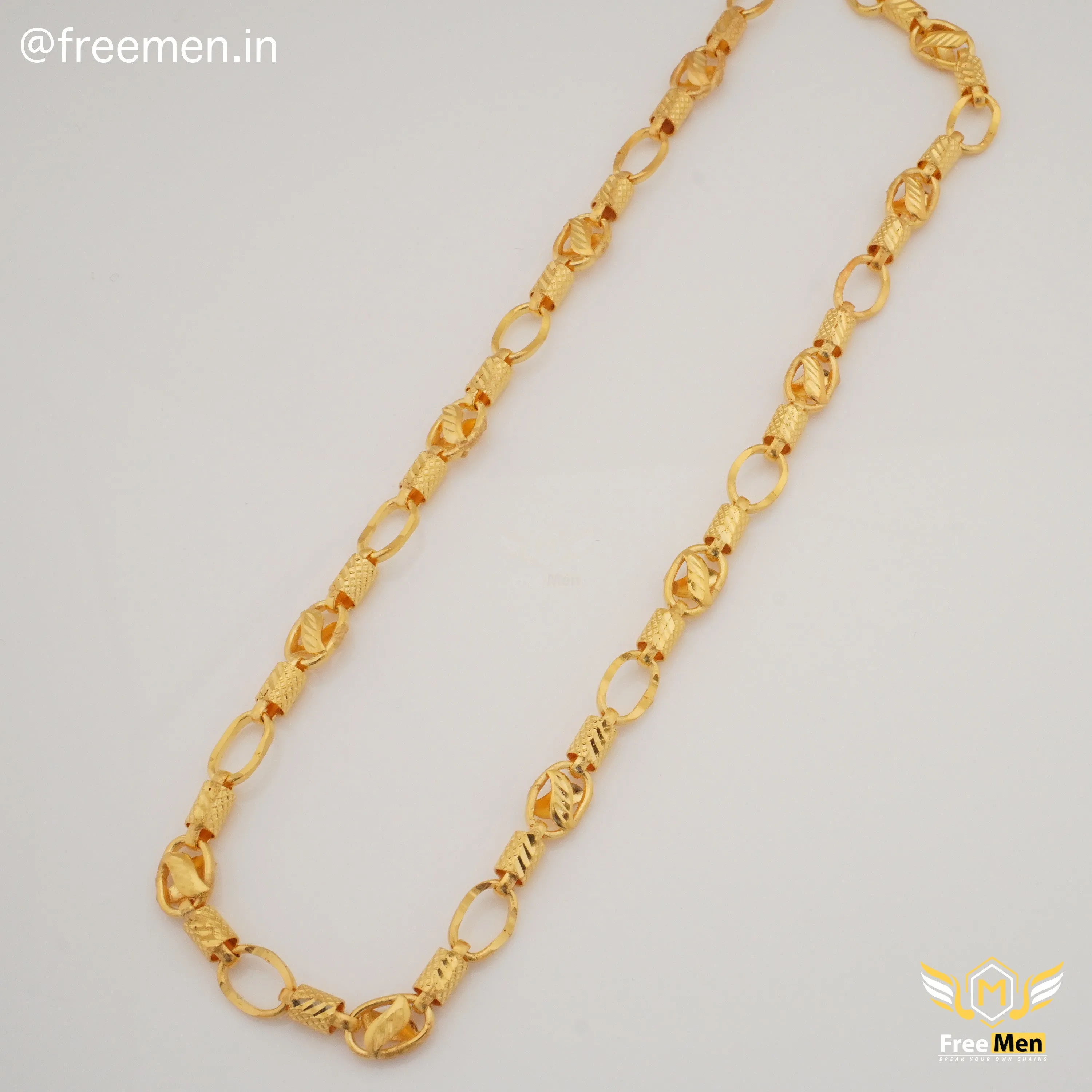 Freemen Fascination Leaf Pipe design Chain Gold Plated- FMC76