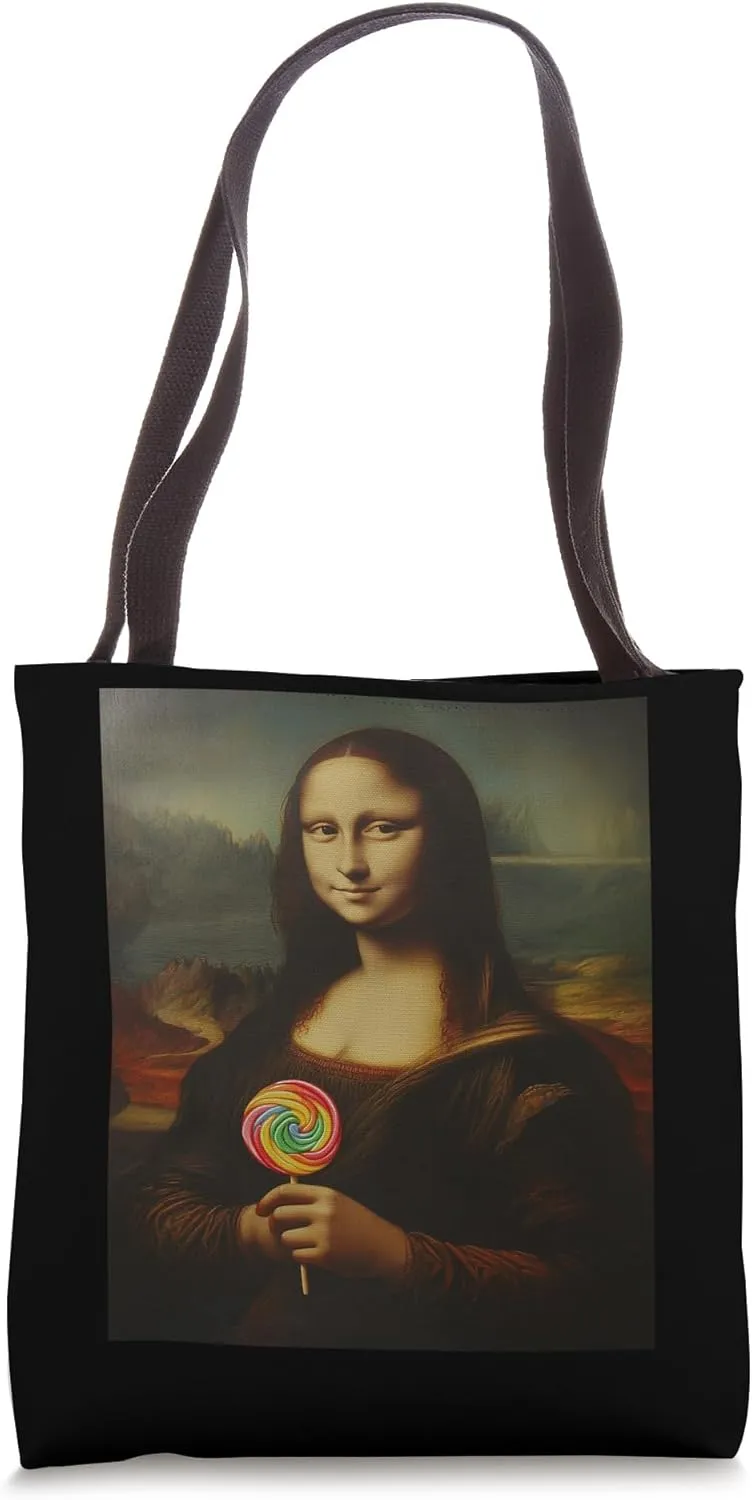Funny Classic Painting Beautiful Woman Holding Lollipop Tote Bag