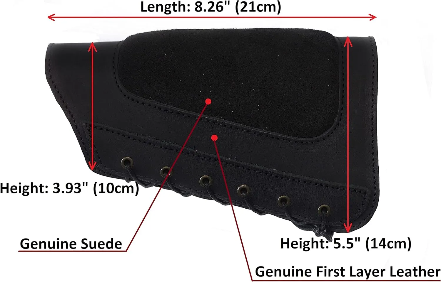 Genuine Leather Buttstock Ammo Shotgun Shell Holder Carrier Cover Suede Padded Cheek Rest
