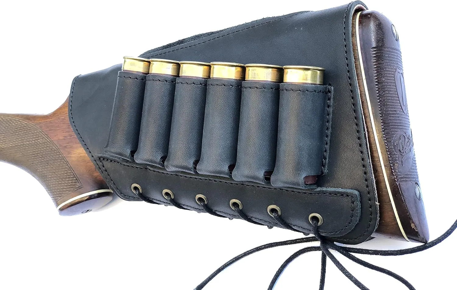 Genuine Leather Buttstock Ammo Shotgun Shell Holder Carrier Cover Suede Padded Cheek Rest