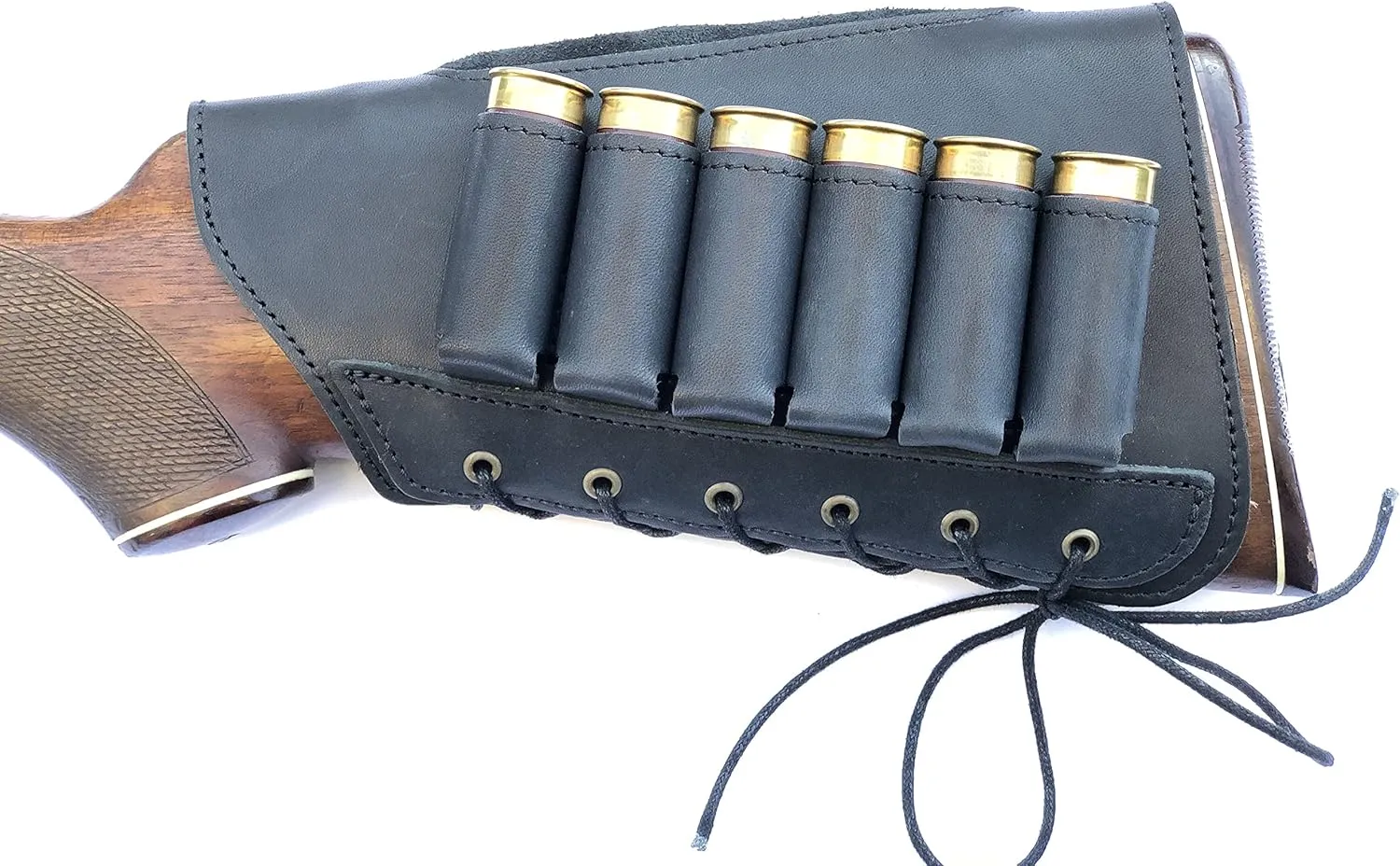 Genuine Leather Buttstock Ammo Shotgun Shell Holder Carrier Cover Suede Padded Cheek Rest