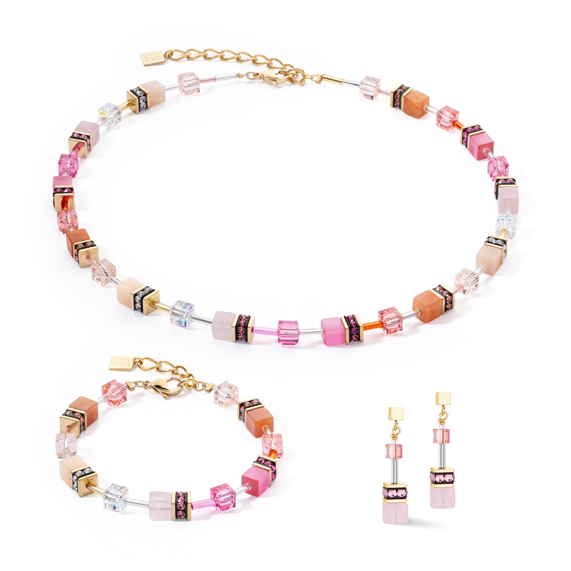 GeoCUBE® Iconic Precious earrings rose-orange