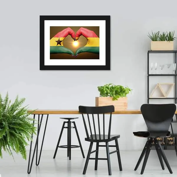 Ghana Flag On Hands Canvas Wall Art