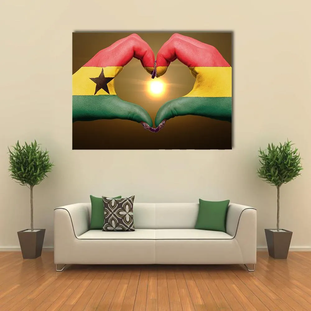 Ghana Flag On Hands Canvas Wall Art