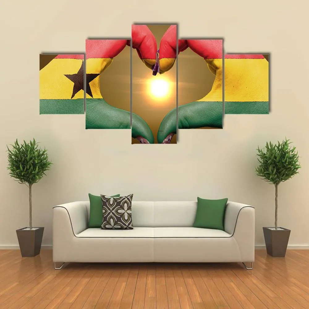 Ghana Flag On Hands Canvas Wall Art