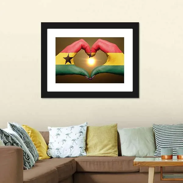 Ghana Flag On Hands Canvas Wall Art
