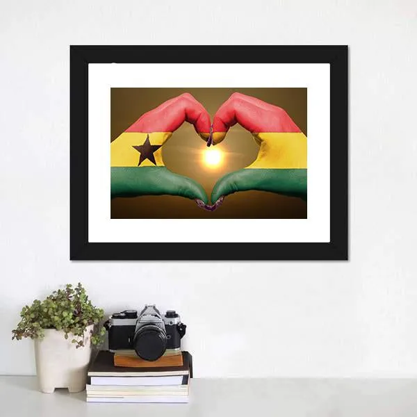 Ghana Flag On Hands Canvas Wall Art
