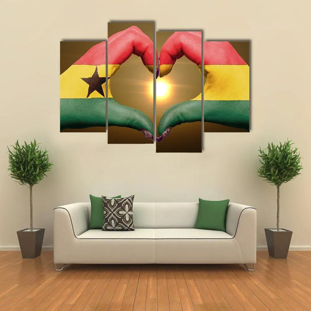 Ghana Flag On Hands Canvas Wall Art