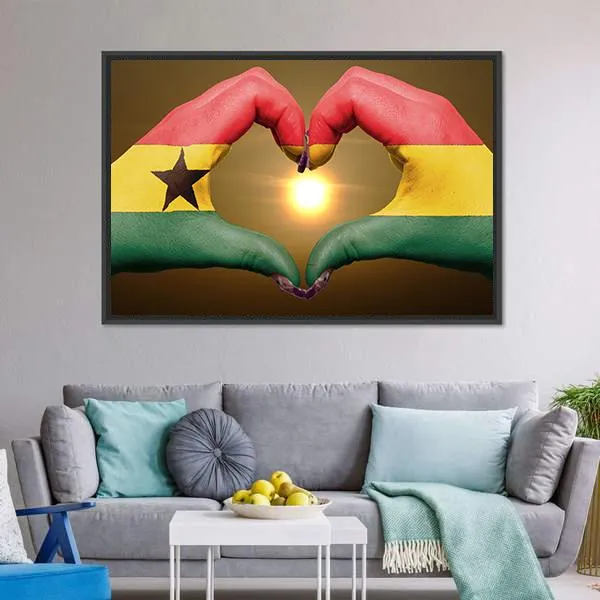 Ghana Flag On Hands Canvas Wall Art