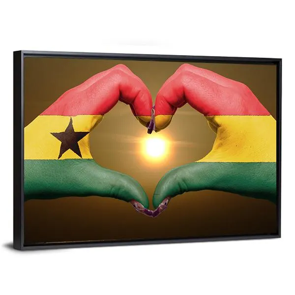 Ghana Flag On Hands Canvas Wall Art