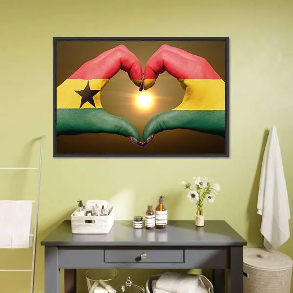 Ghana Flag On Hands Canvas Wall Art