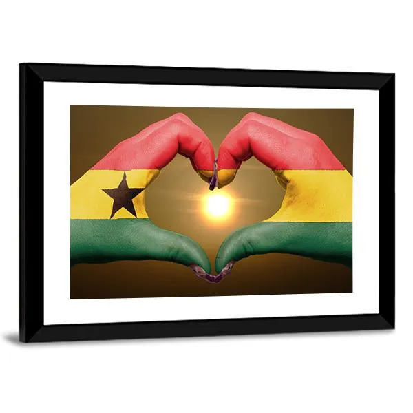 Ghana Flag On Hands Canvas Wall Art