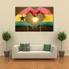 Ghana Flag On Hands Canvas Wall Art