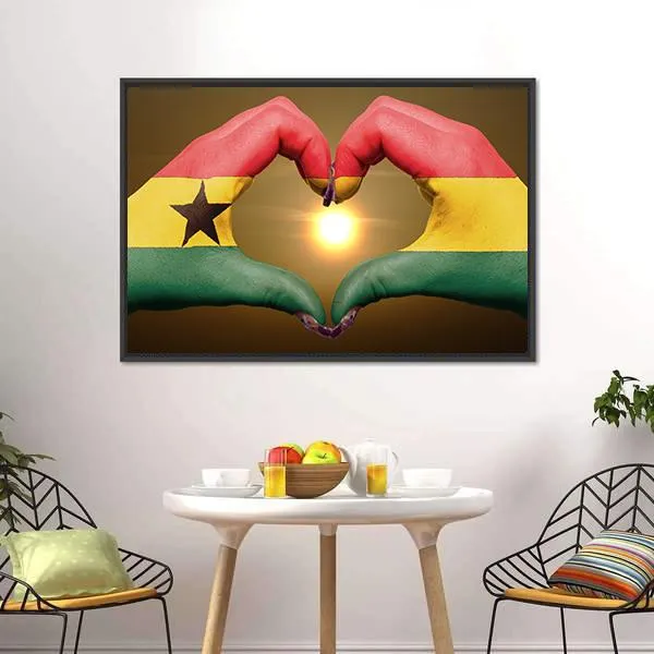 Ghana Flag On Hands Canvas Wall Art