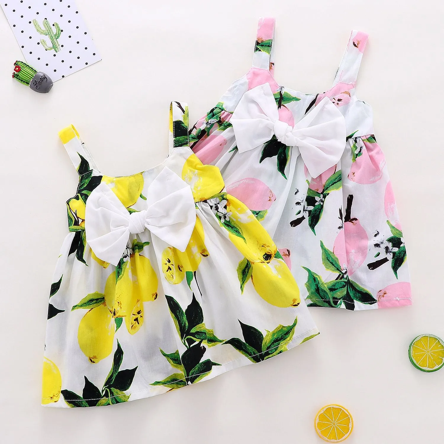 Girls Spaghetti Strap Bow Dress