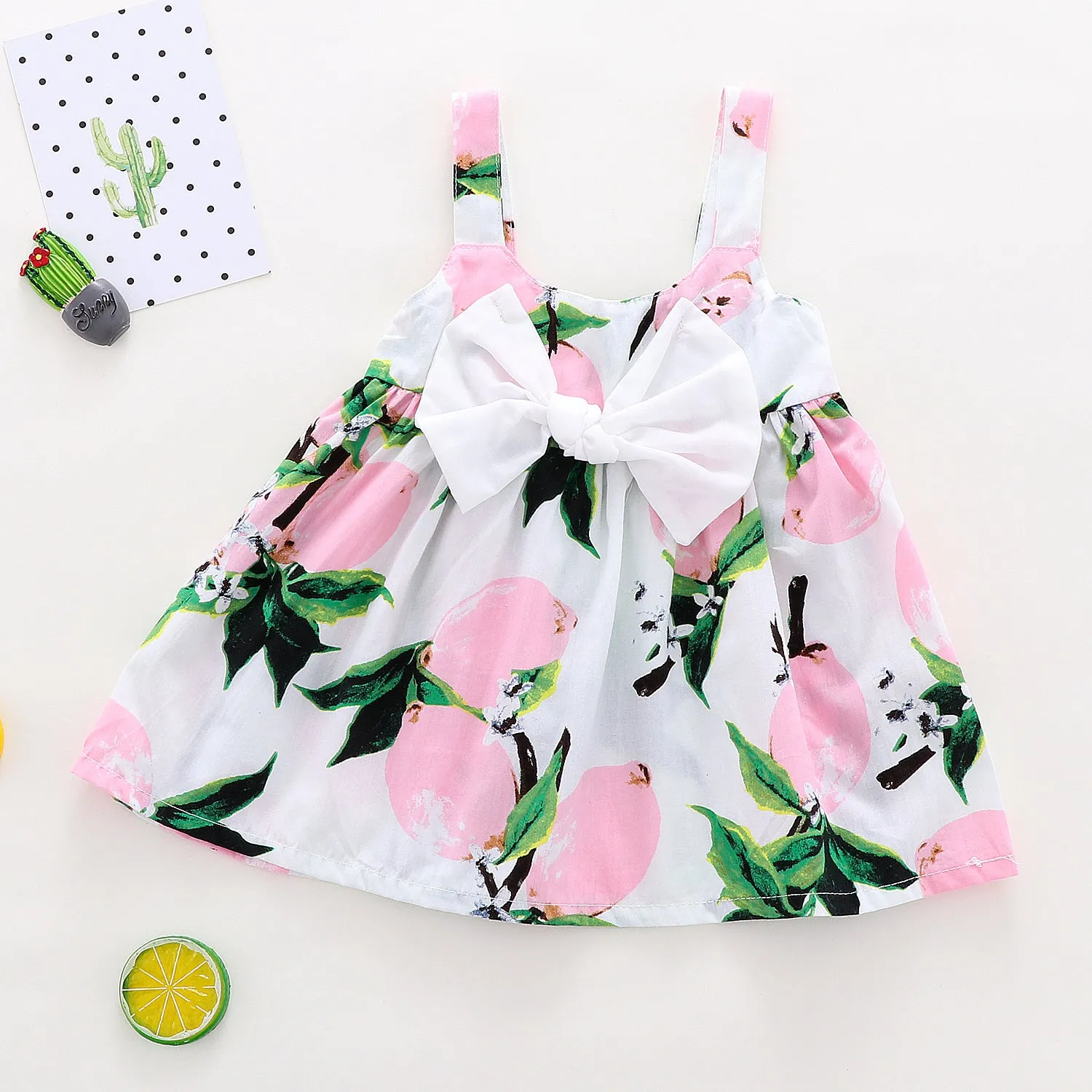 Girls Spaghetti Strap Bow Dress