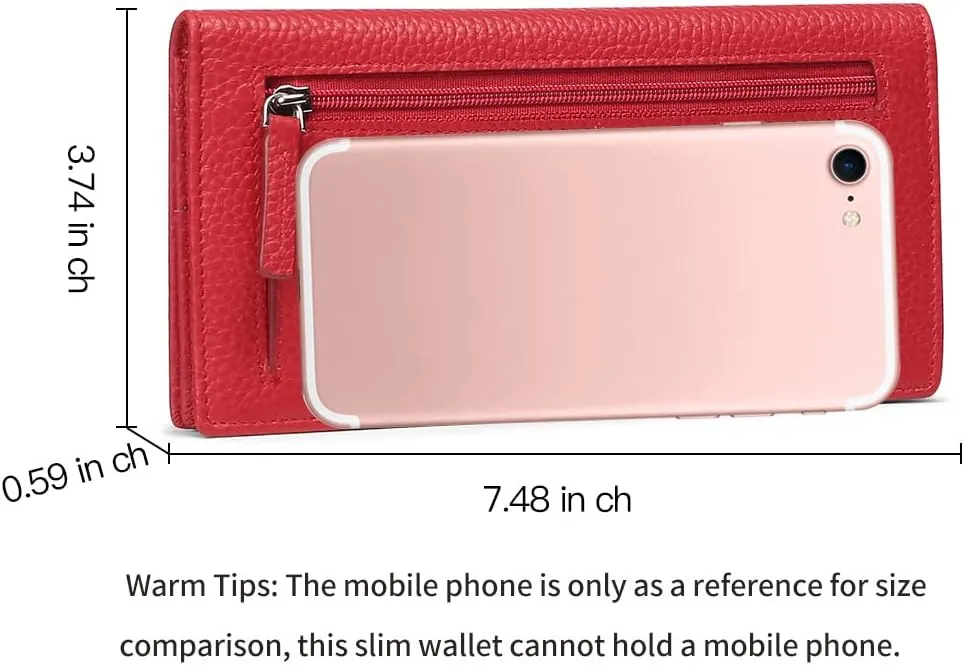 GOIACII Wallets for Women RFID Blocking Ultra Slim Real Leather Credit Card Holder Clutch