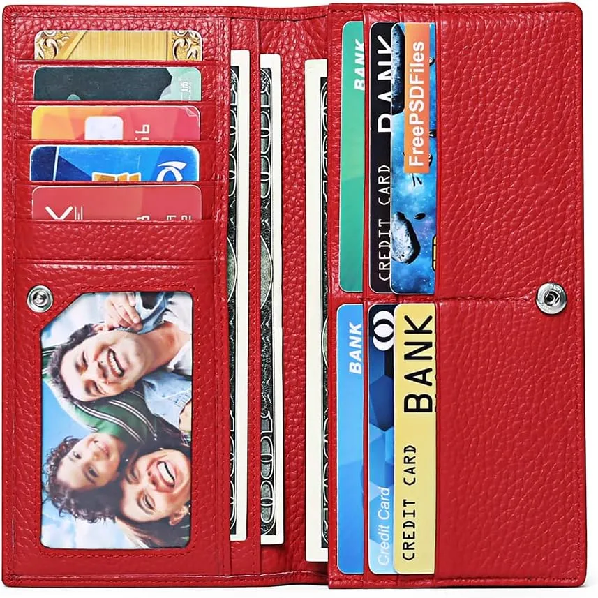 GOIACII Wallets for Women RFID Blocking Ultra Slim Real Leather Credit Card Holder Clutch