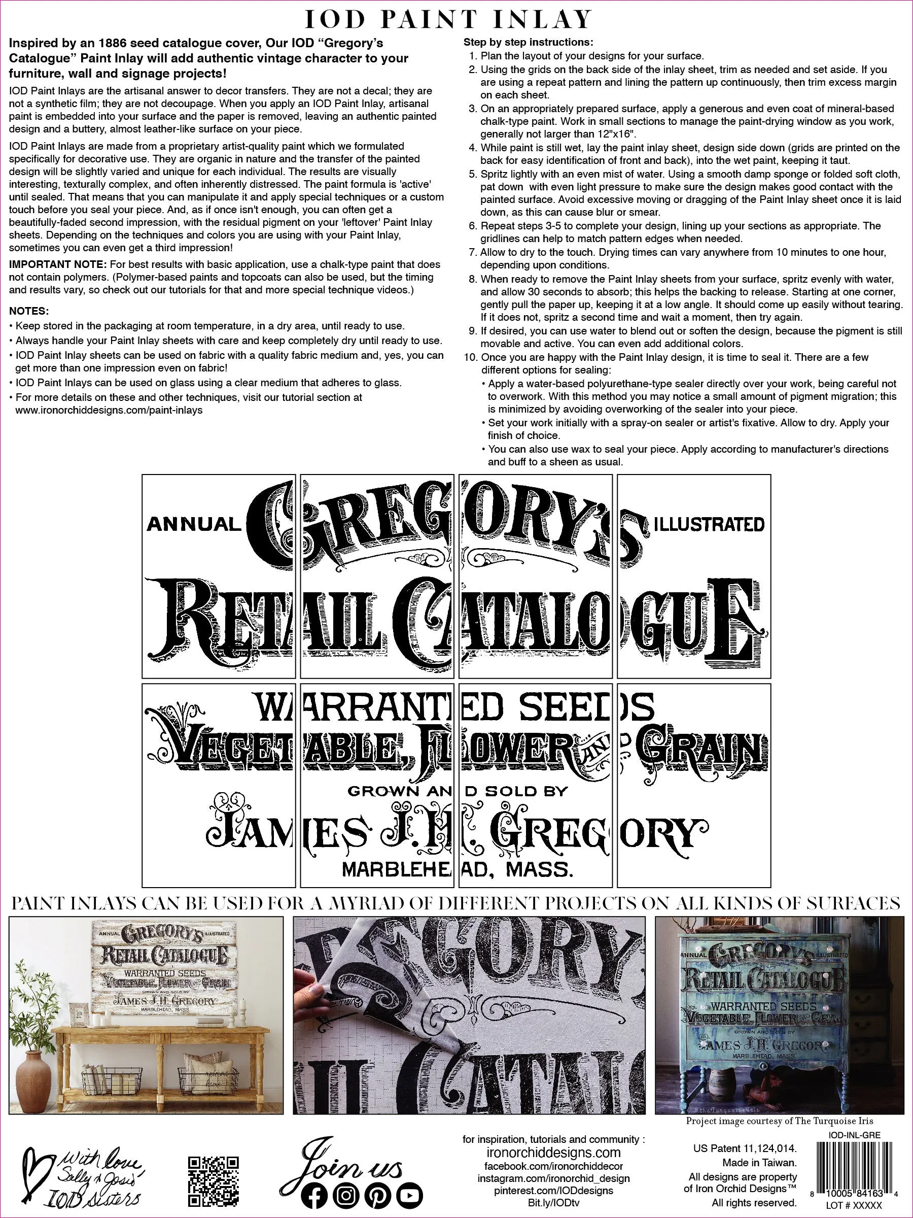 Gregory's Catalogue IOD Paint Inlay Iron orchid design