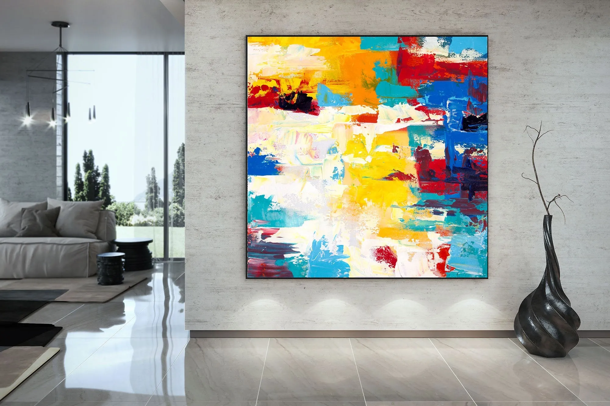 Handpainted Colorful Contemporary Painting XL Abstract Painting Qp036
