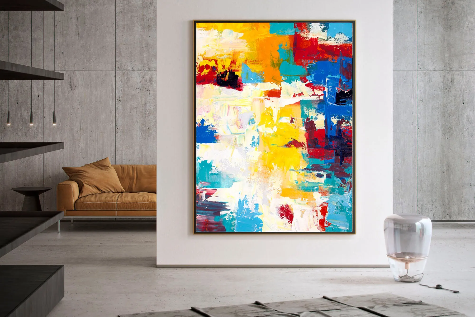 Handpainted Colorful Contemporary Painting XL Abstract Painting Qp036