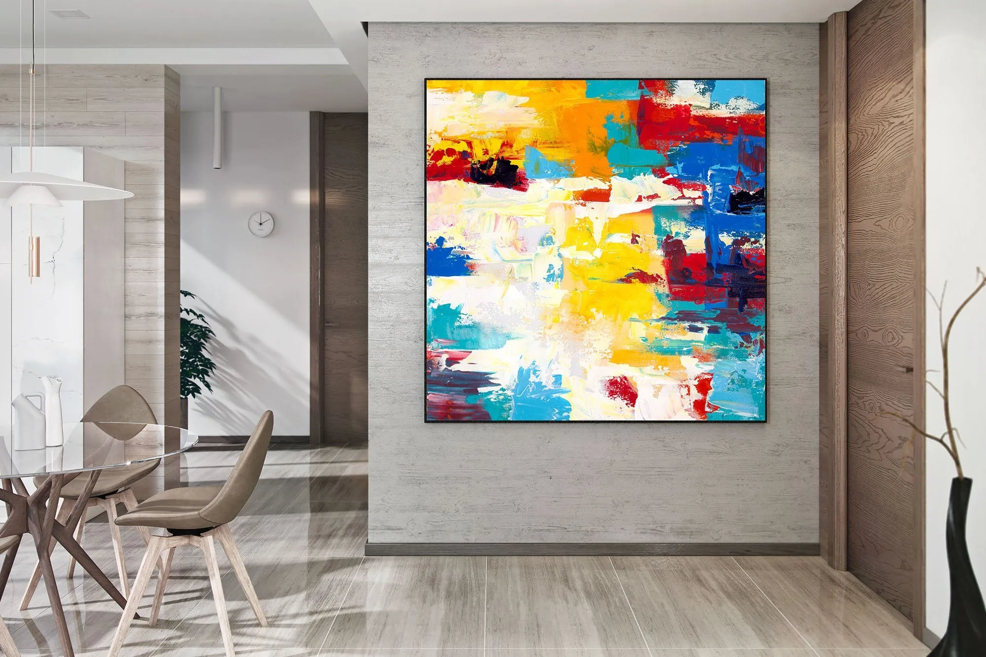 Handpainted Colorful Contemporary Painting XL Abstract Painting Qp036
