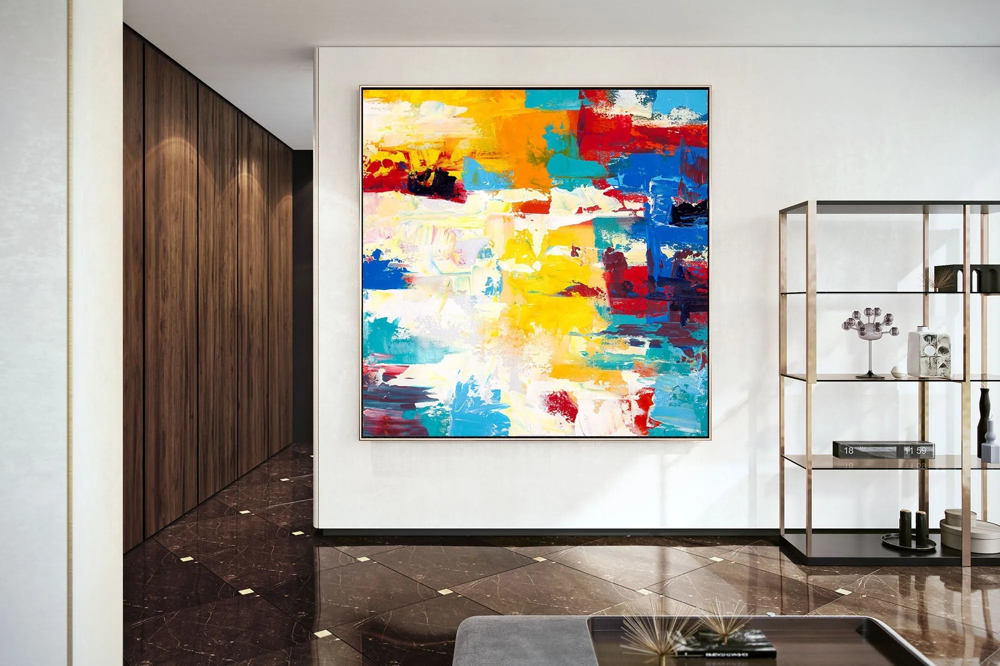 Handpainted Colorful Contemporary Painting XL Abstract Painting Qp036