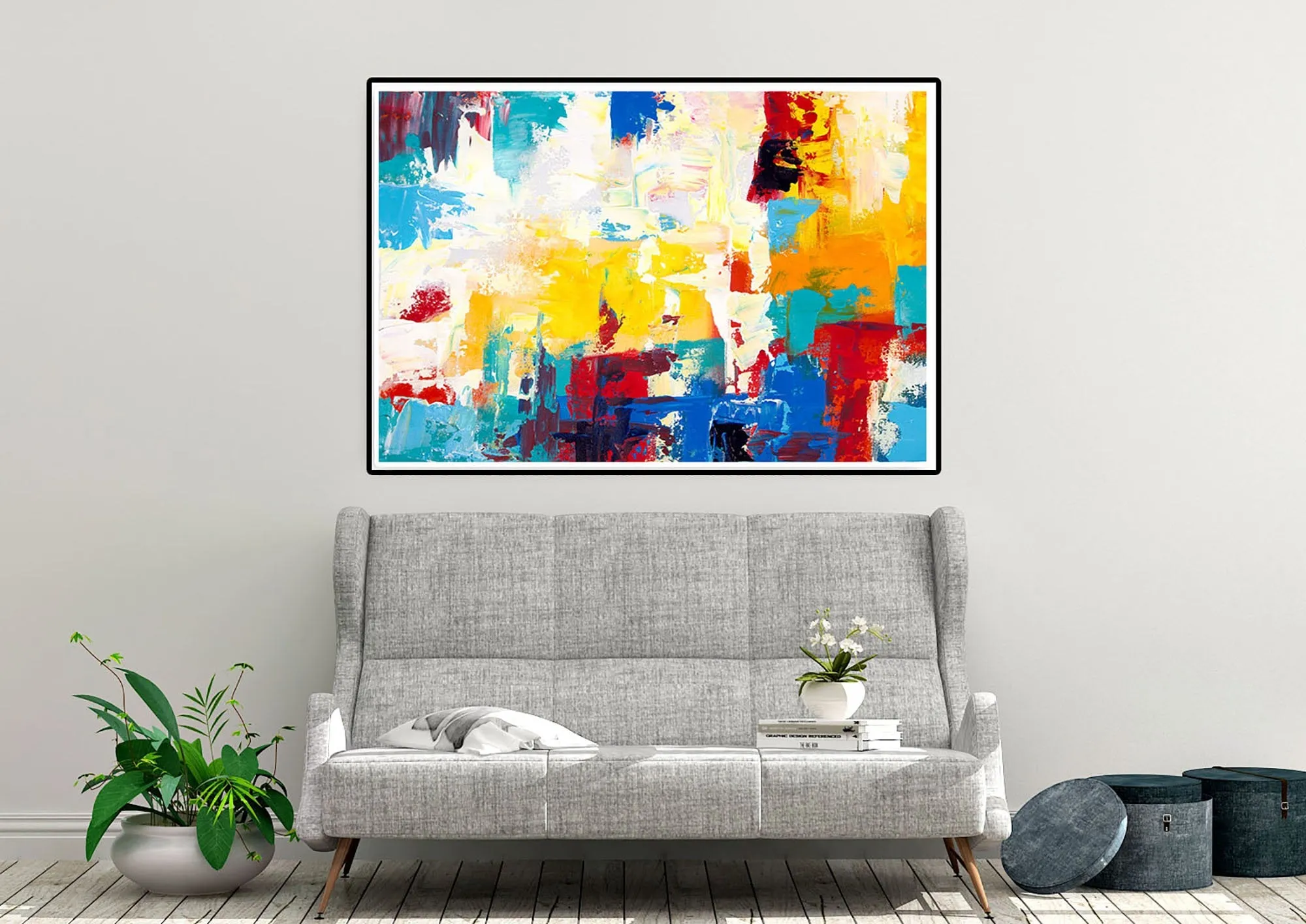 Handpainted Colorful Contemporary Painting XL Abstract Painting Qp036