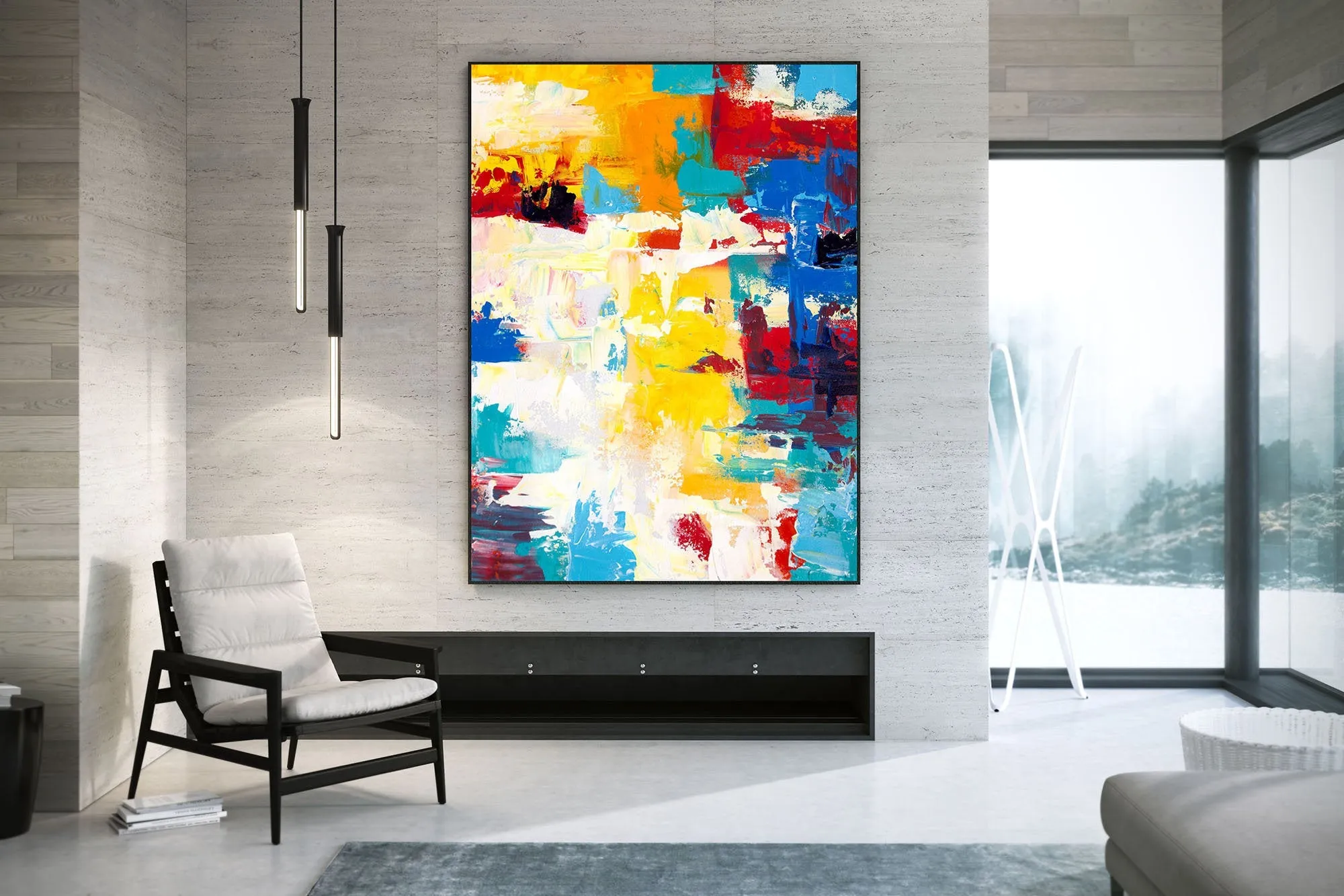 Handpainted Colorful Contemporary Painting XL Abstract Painting Qp036