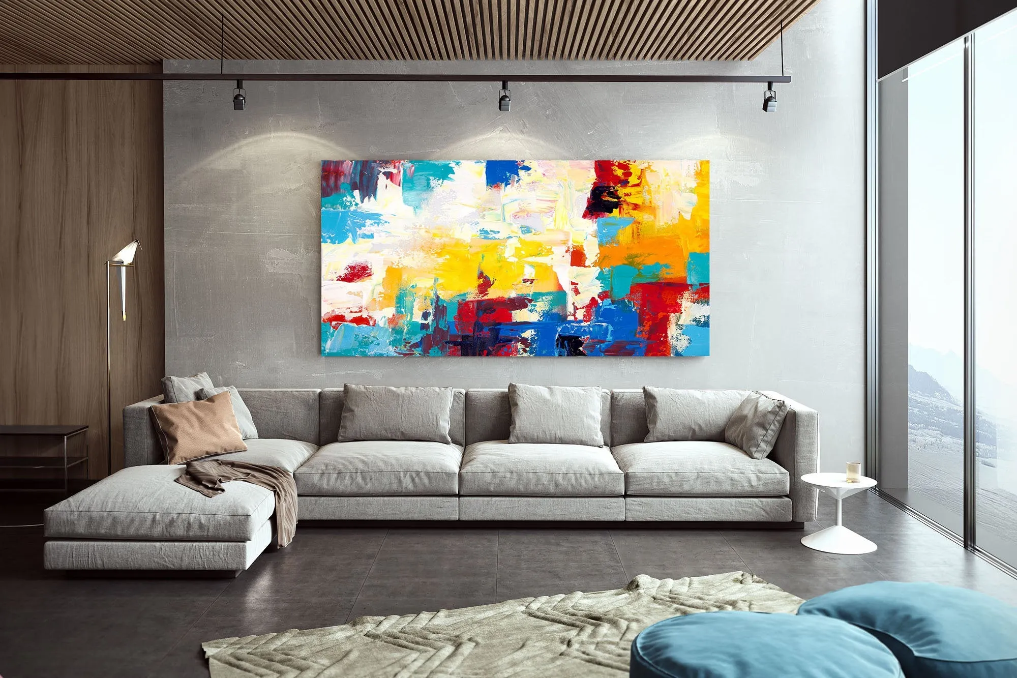 Handpainted Colorful Contemporary Painting XL Abstract Painting Qp036