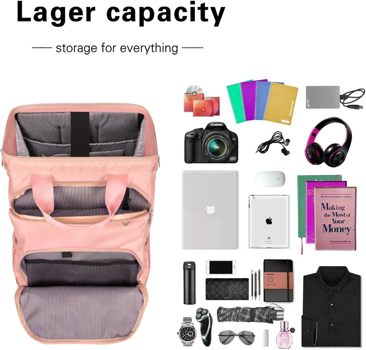 Hap Tim Travel Backpack Carry On Flight Approved, Laptop Backpack Women, Work Backpack Woman, Teacher Backpack, Pink7651-PK