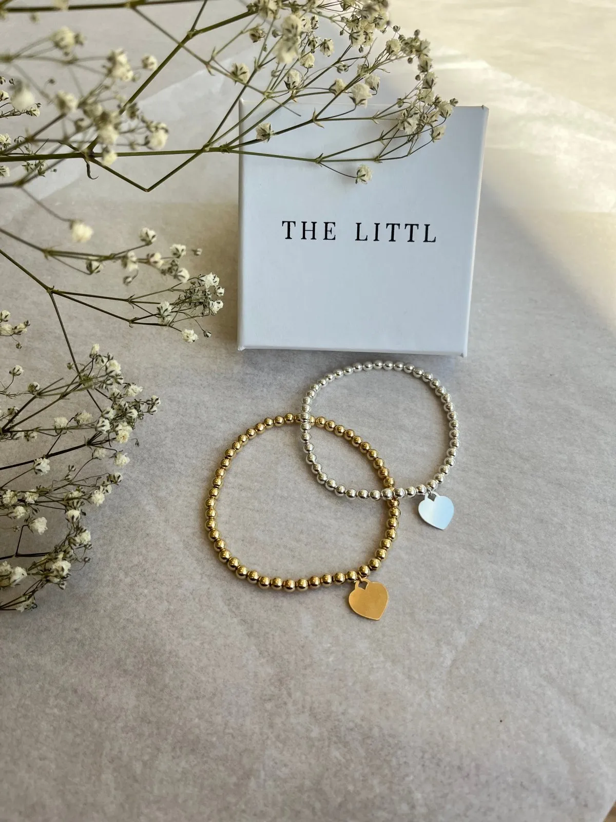 Heart Large Beaded Bracelet  - Sterling Silver