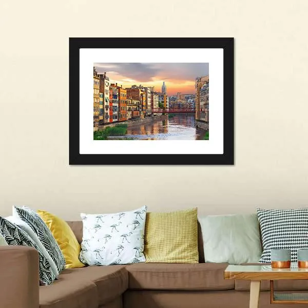 Historical Jewish Quarter In Girona Canvas Wall Art