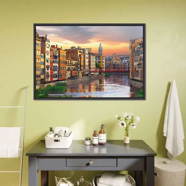 Historical Jewish Quarter In Girona Canvas Wall Art