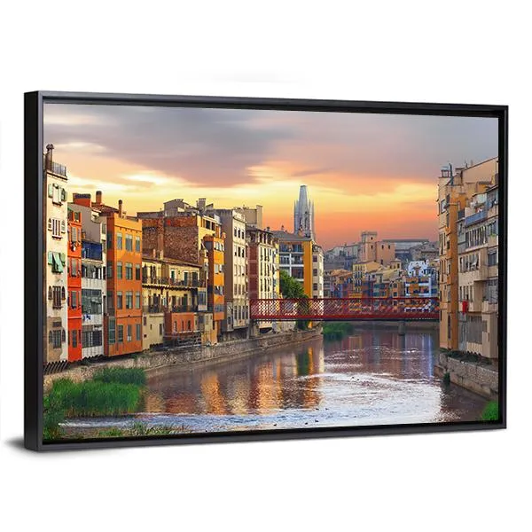 Historical Jewish Quarter In Girona Canvas Wall Art