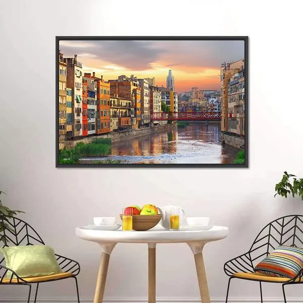 Historical Jewish Quarter In Girona Canvas Wall Art