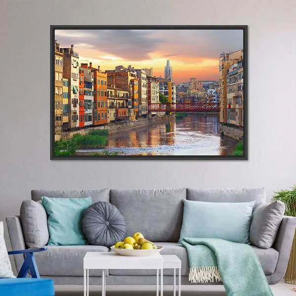 Historical Jewish Quarter In Girona Canvas Wall Art