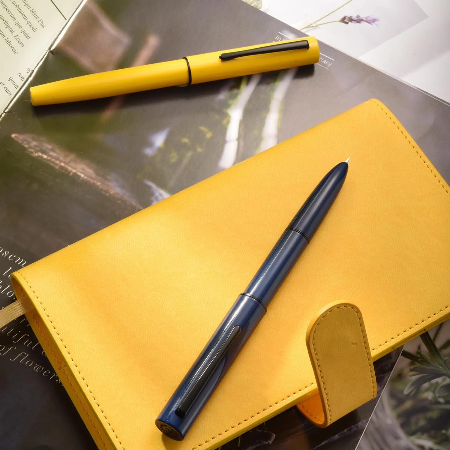 Hongdian C1 Fountain Pen Extra Fine Nib, Dark Blue & Classic Retro Design Metal Pen with Ink Converter