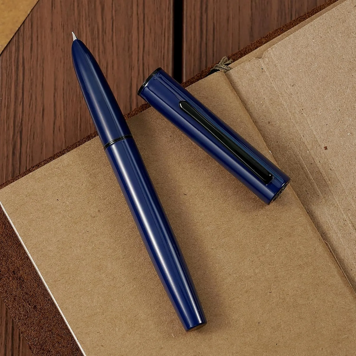 Hongdian C1 Fountain Pen Extra Fine Nib, Dark Blue & Classic Retro Design Metal Pen with Ink Converter