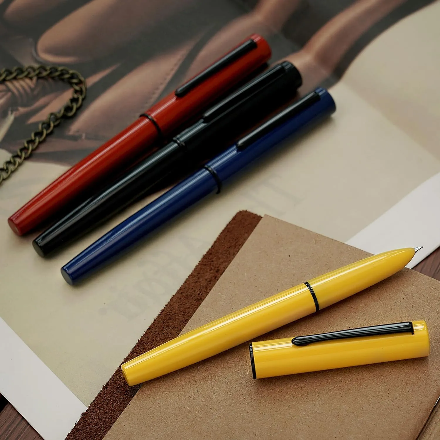 Hongdian C1 Fountain Pen Extra Fine Nib, Snow White & Classic Retro Design Metal Pen with Ink Converter