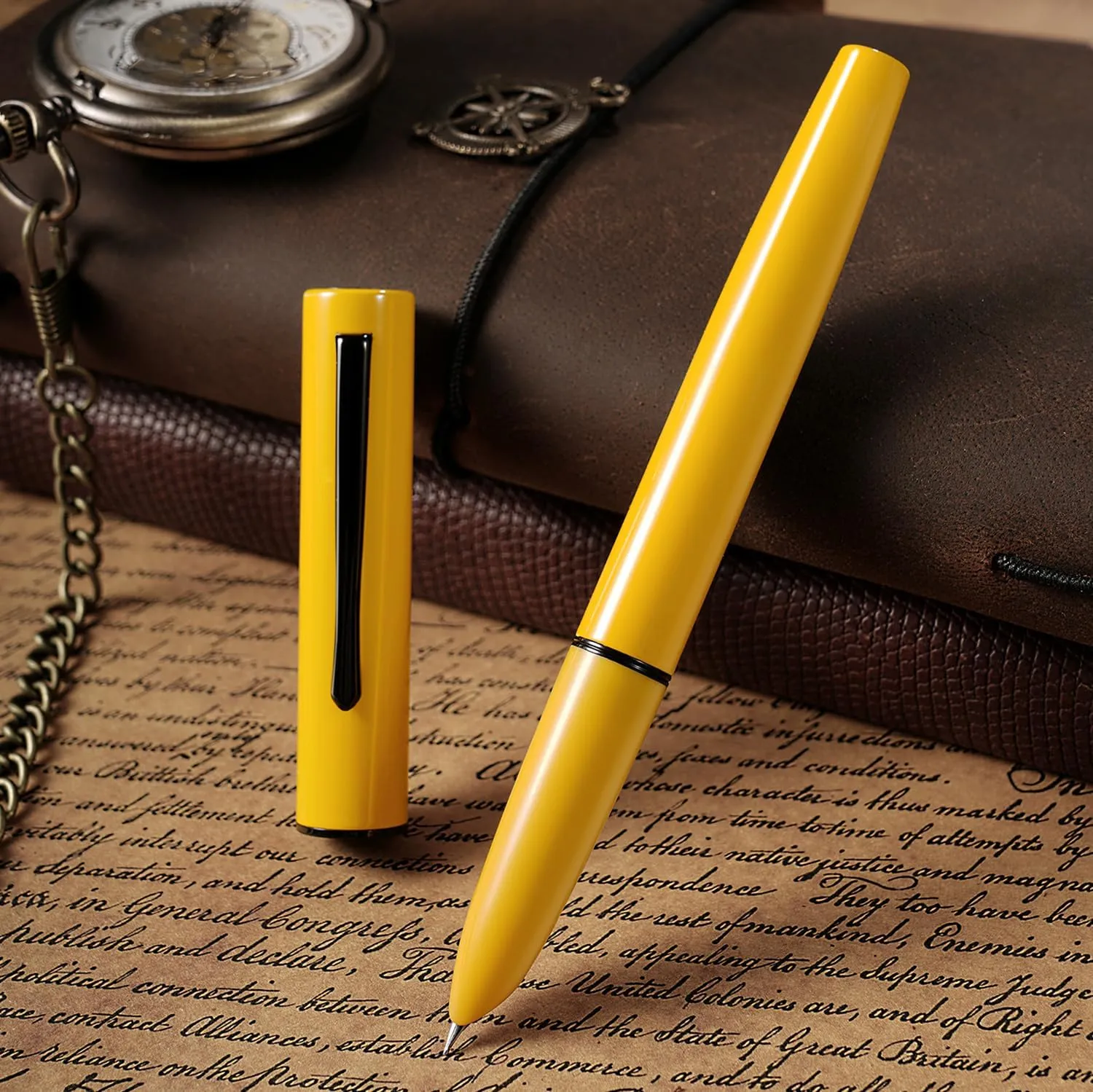 Hongdian C1 Fountain Pen Extra Fine Nib, Snow White & Classic Retro Design Metal Pen with Ink Converter