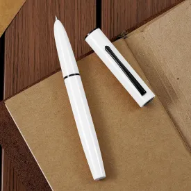 Hongdian C1 Fountain Pen Extra Fine Nib, Snow White & Classic Retro Design Metal Pen with Ink Converter