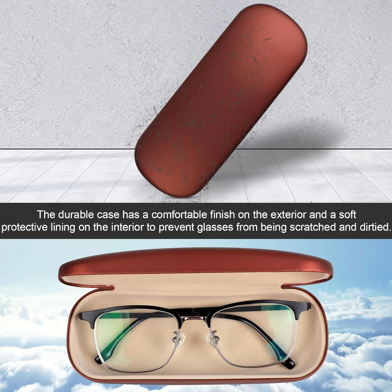 Joyberg Glasses Case, 2 Pack Eyeglass Case with Cleaning Cloth, Glasses Case Hard Shell Fits Most Glasses