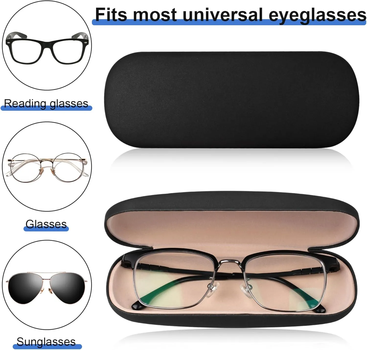 Joyberg Glasses Case, 2 Pack Eyeglass Case with Cleaning Cloth, Glasses Case Hard Shell Fits Most Glasses