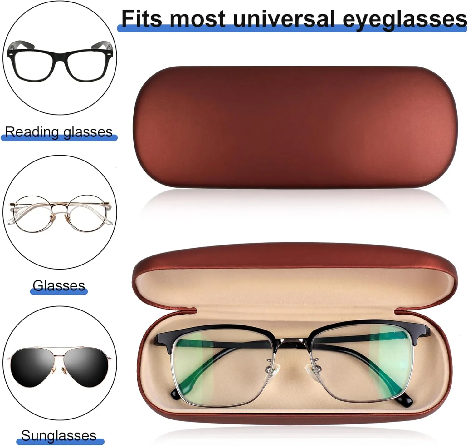Joyberg Glasses Case, 2 Pack Eyeglass Case with Cleaning Cloth, Glasses Case Hard Shell Fits Most Glasses