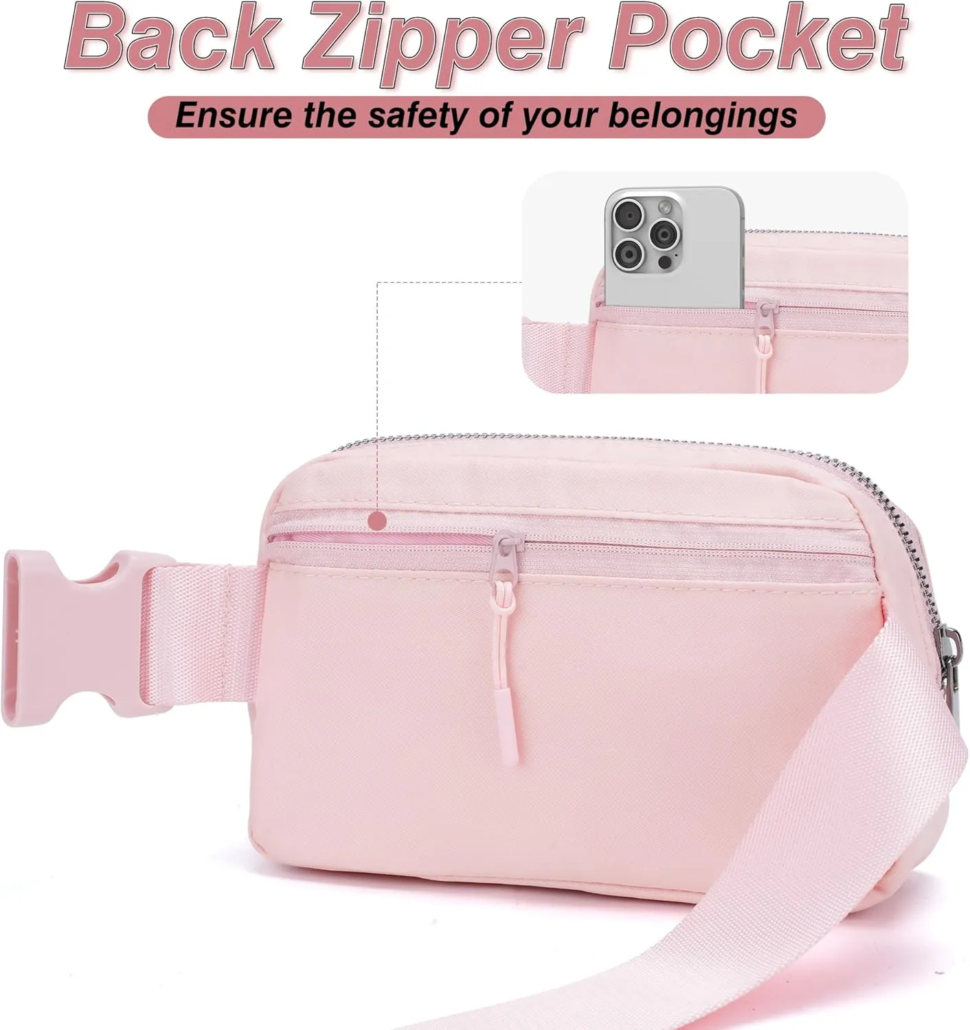 JSJ Mini Fanny Pack for Women & Men,Valentines Day Gifts for Girls Teens Kids Daughter Sister Her,Trendy Stuff Crossbody Bags Cute Everywhere Belt Bags.(Pink)