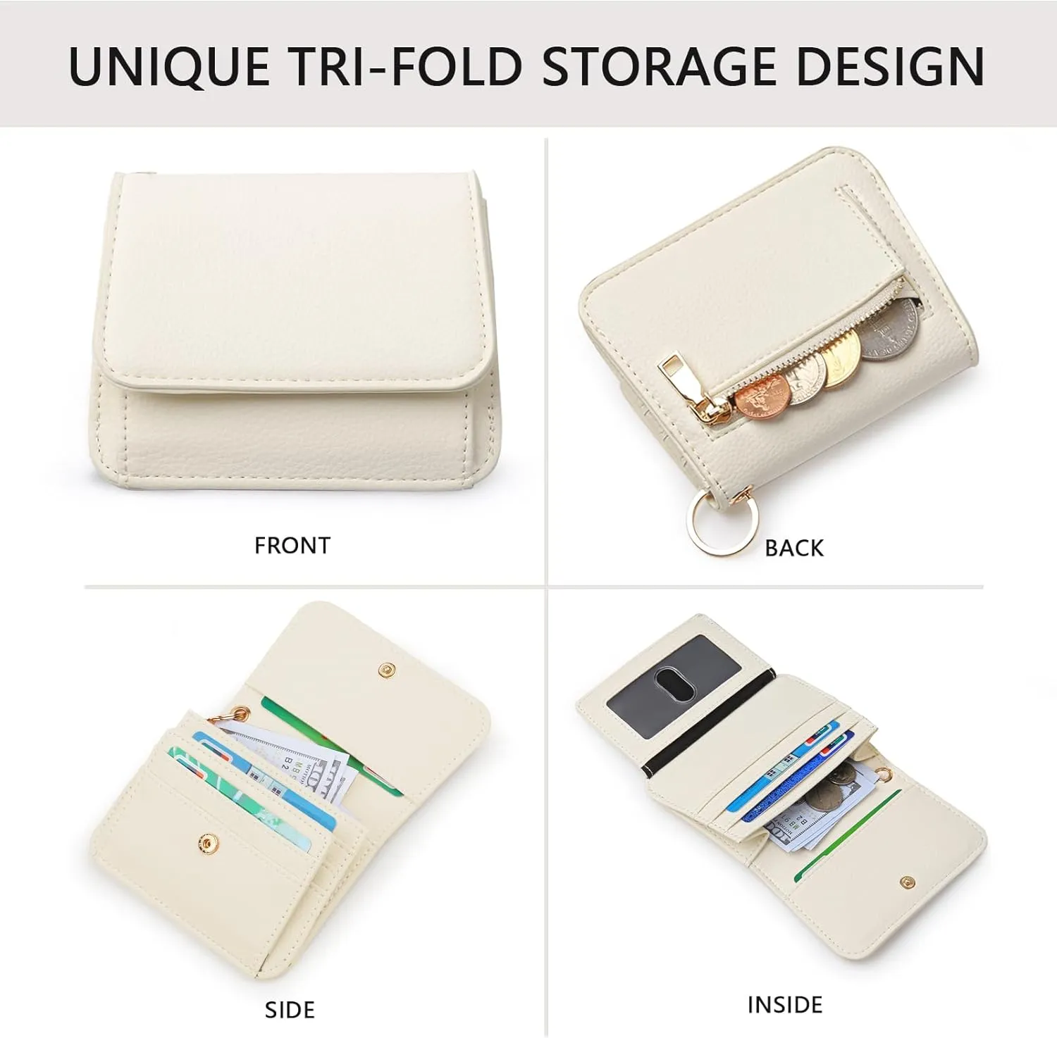 Keychain Wallet RFID Wristlet Wallets for Women,Small Wallets Woman Key Chain Wallet with Coin Pocket and Id Window