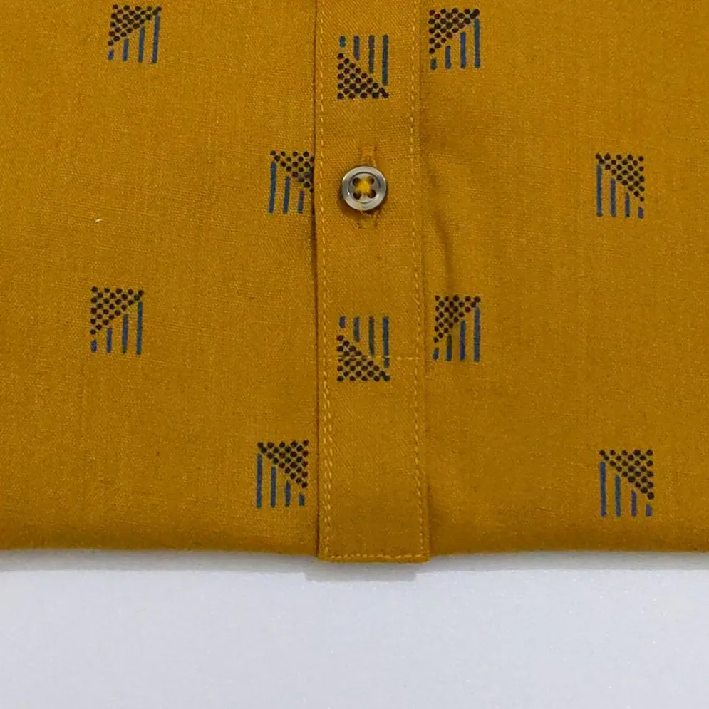 Kids 'Mustard' Printed Cotton Kurta K4